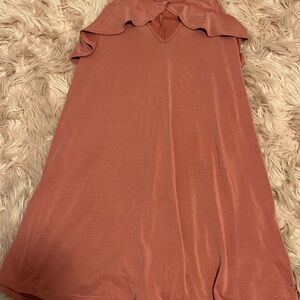 Pink Sleeveless Mini Dress with Ruffle Detail